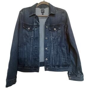 VTG Gap Denim Icon Jacket Women M Soft Dark Indigo Stretch Trucker Y2K Jacket